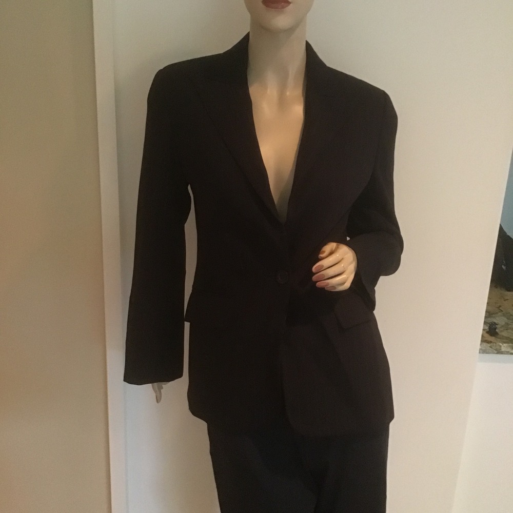 Zanella Maria/Bis Made in Italy 100% Virgin Wool Pinstripe Blazer Black Size 4